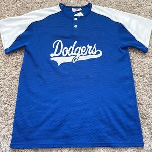 Teamwork Athletic Los Angeles Dodgers Mesh Baseball Jersey Blue White Mens L 6